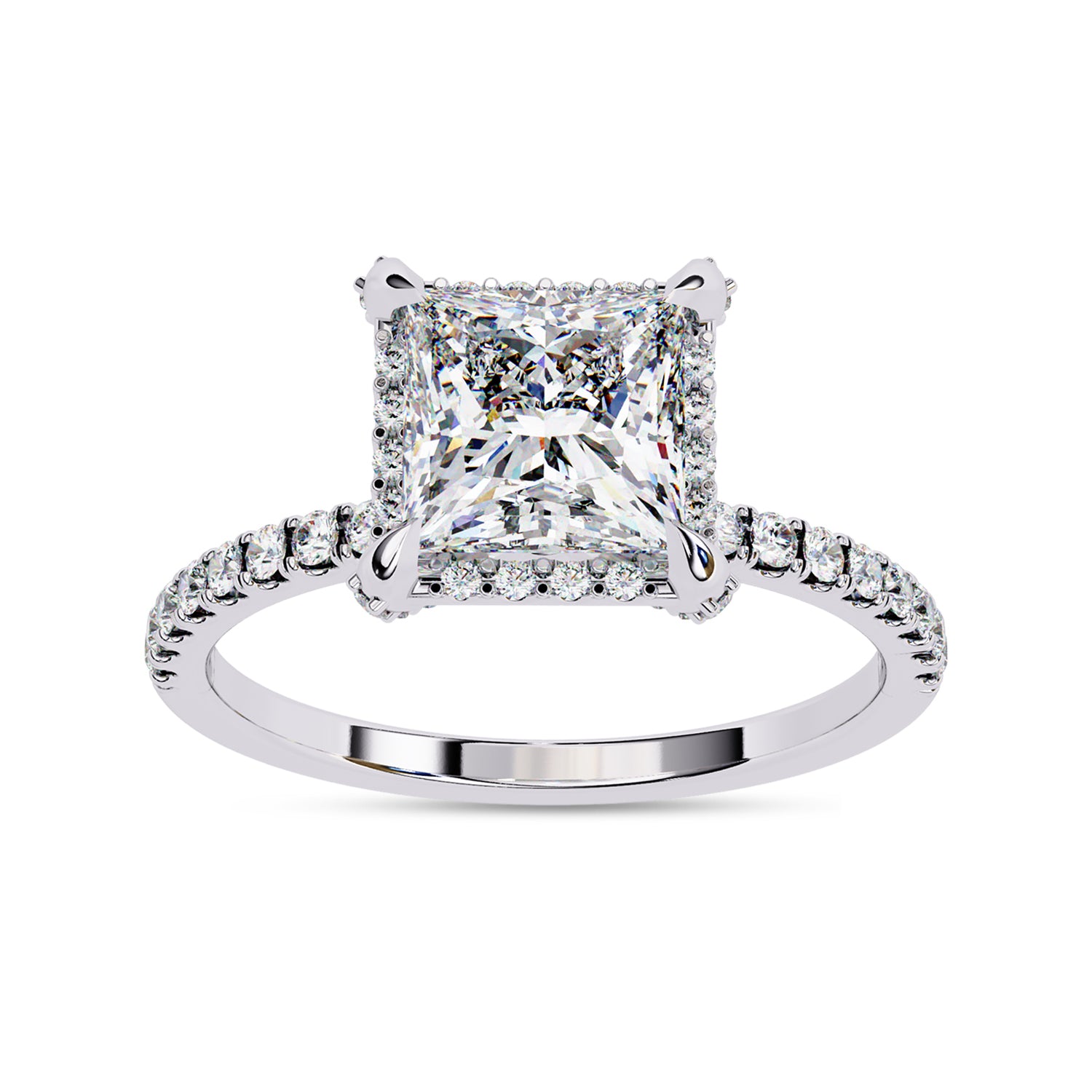 Princess Hidden Halo Solitare Lab Grown Diamond Engagement Ring