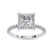 Princess Hidden Halo Solitare Lab Grown Diamond Engagement Ring