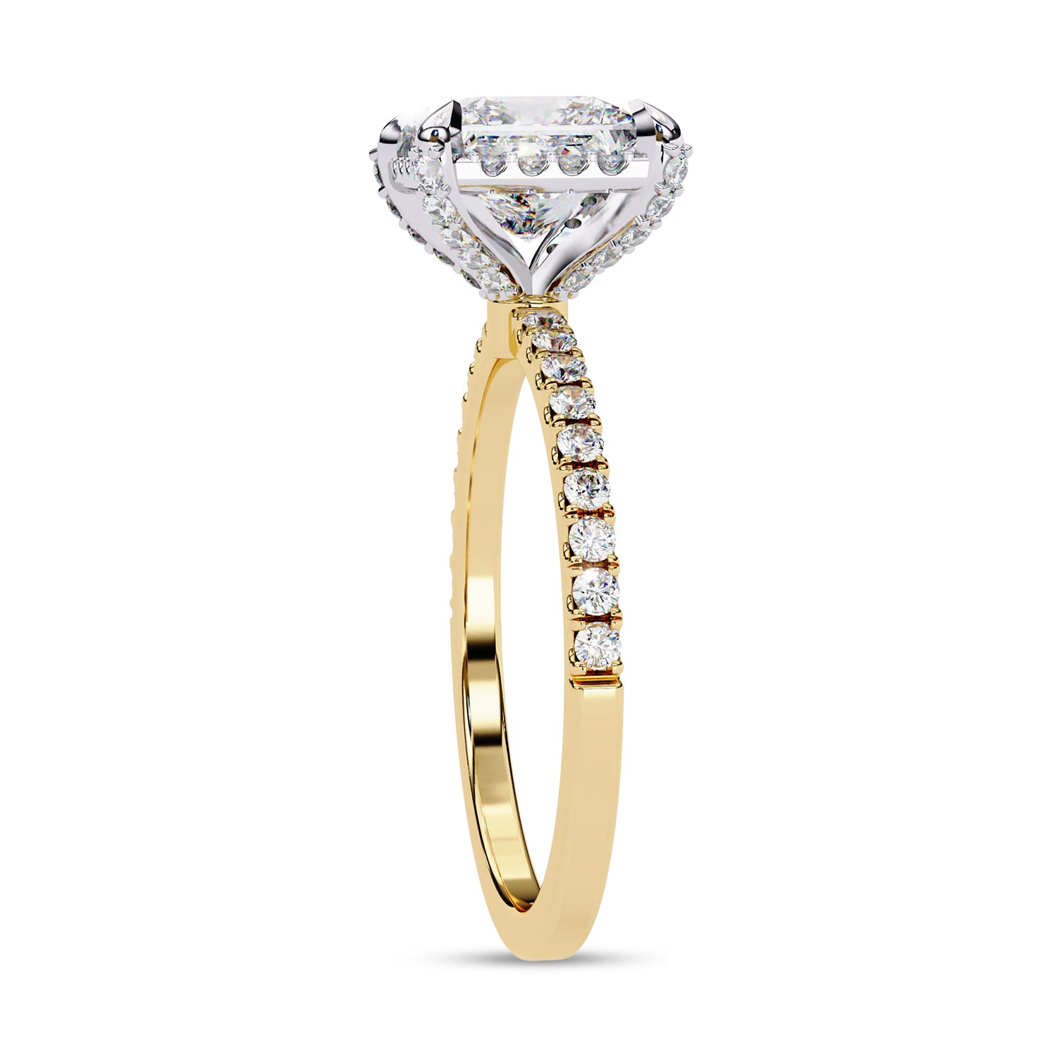 Princess Hidden Halo Solitare Lab Grown Diamond Engagement Ring