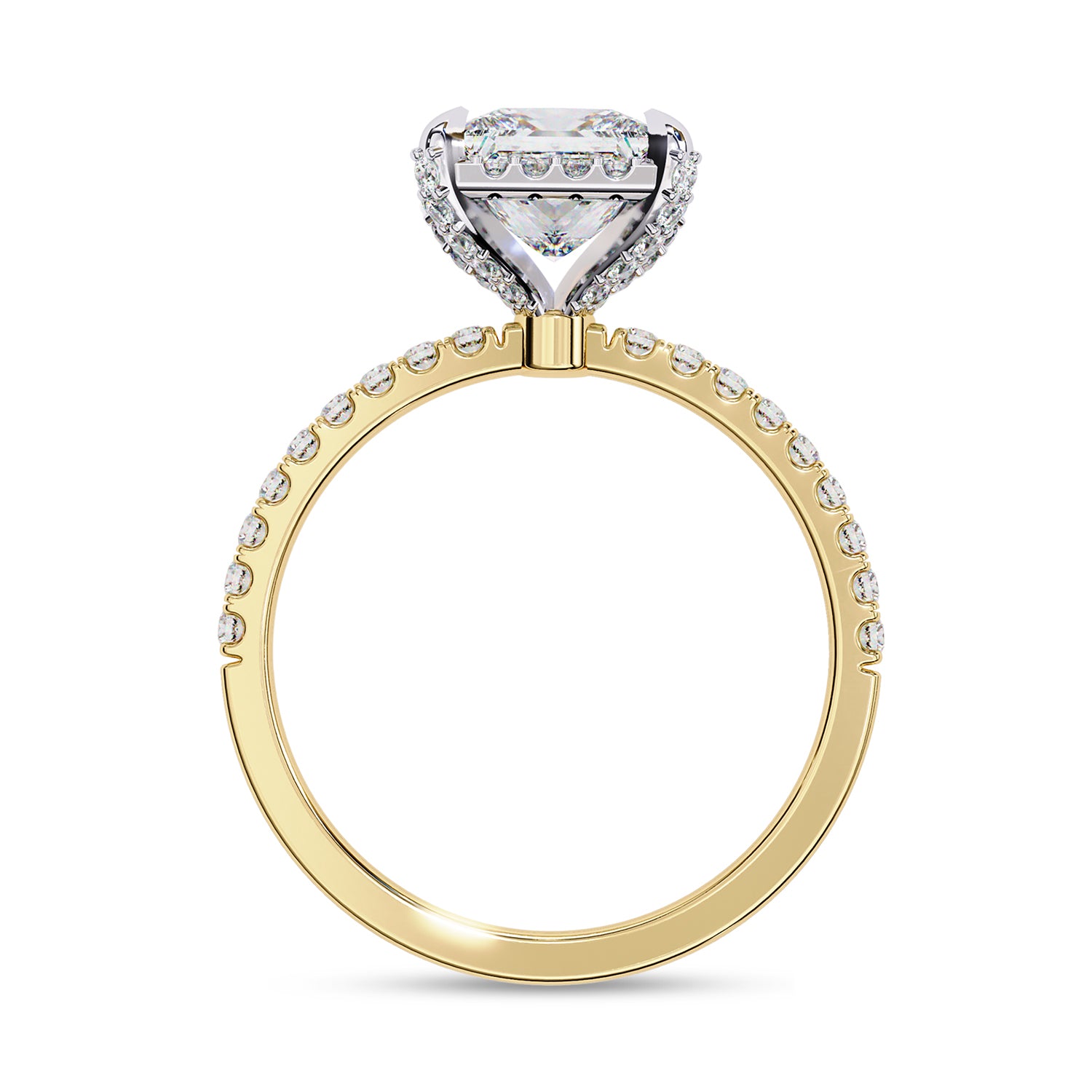 Princess Hidden Halo Solitare Lab Grown Diamond Engagement Ring