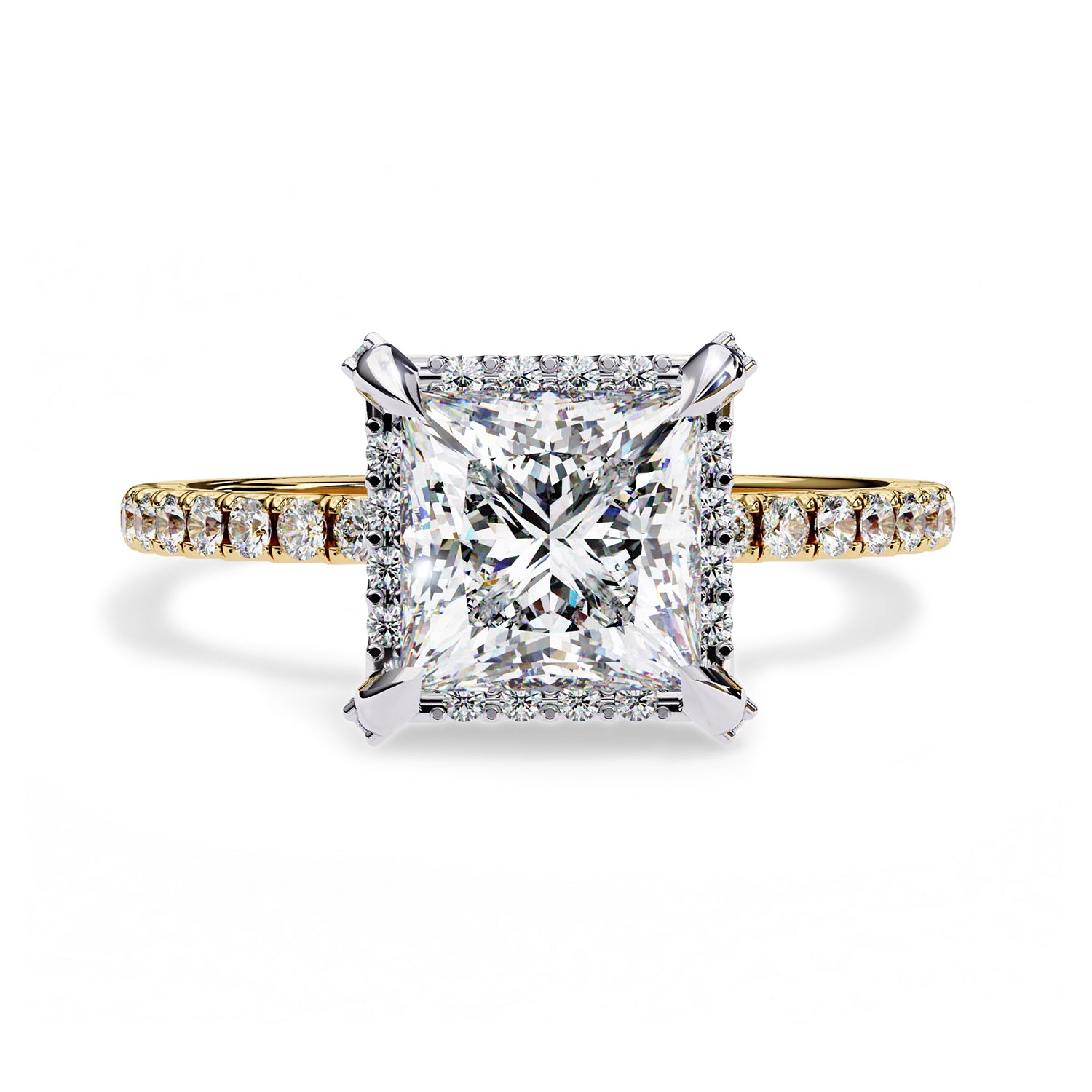 Princess Hidden Halo Solitare Lab Grown Diamond Engagement Ring