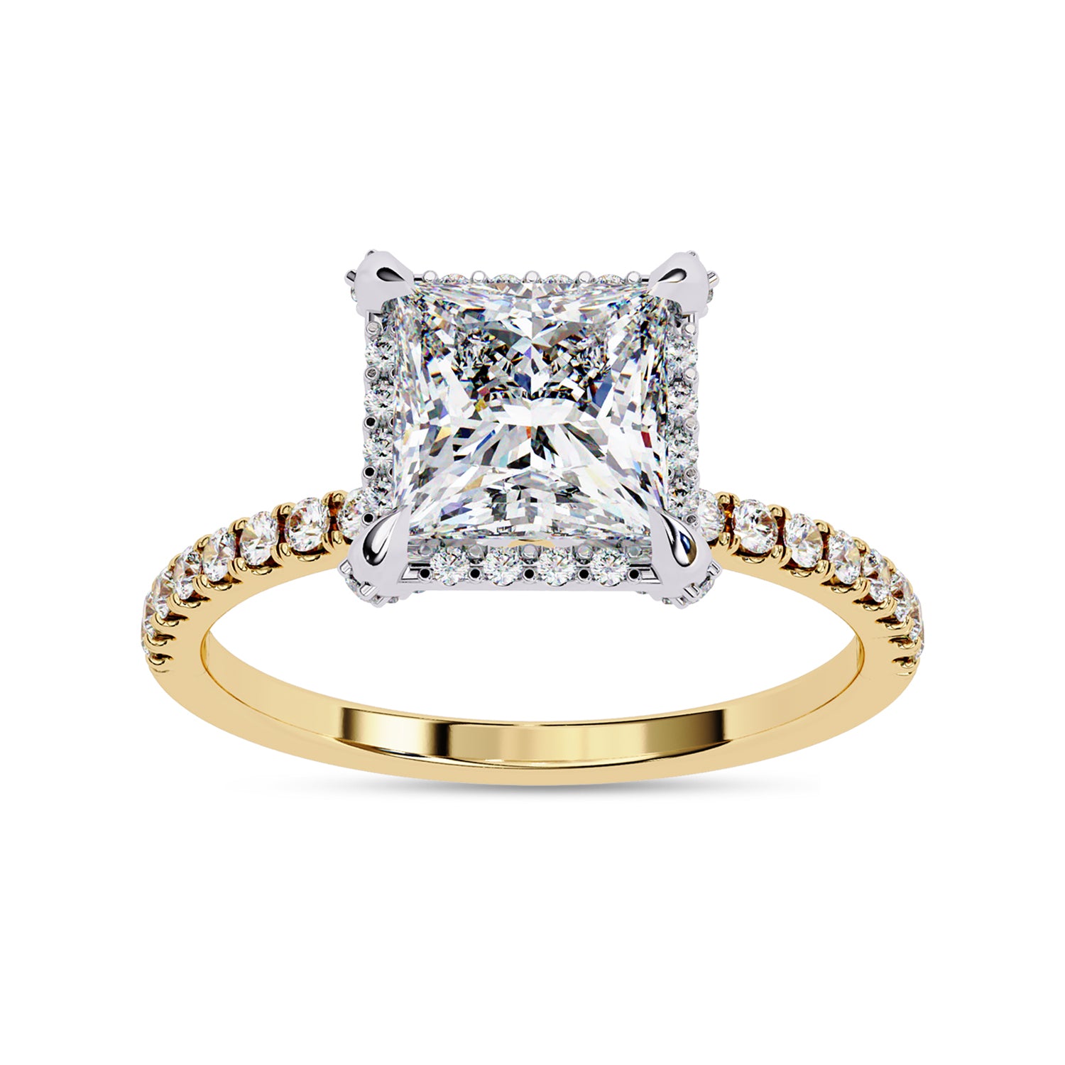 Princess Hidden Halo Solitare Lab Grown Diamond Engagement Ring