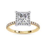 Princess Hidden Halo Solitare Lab Grown Diamond Engagement Ring