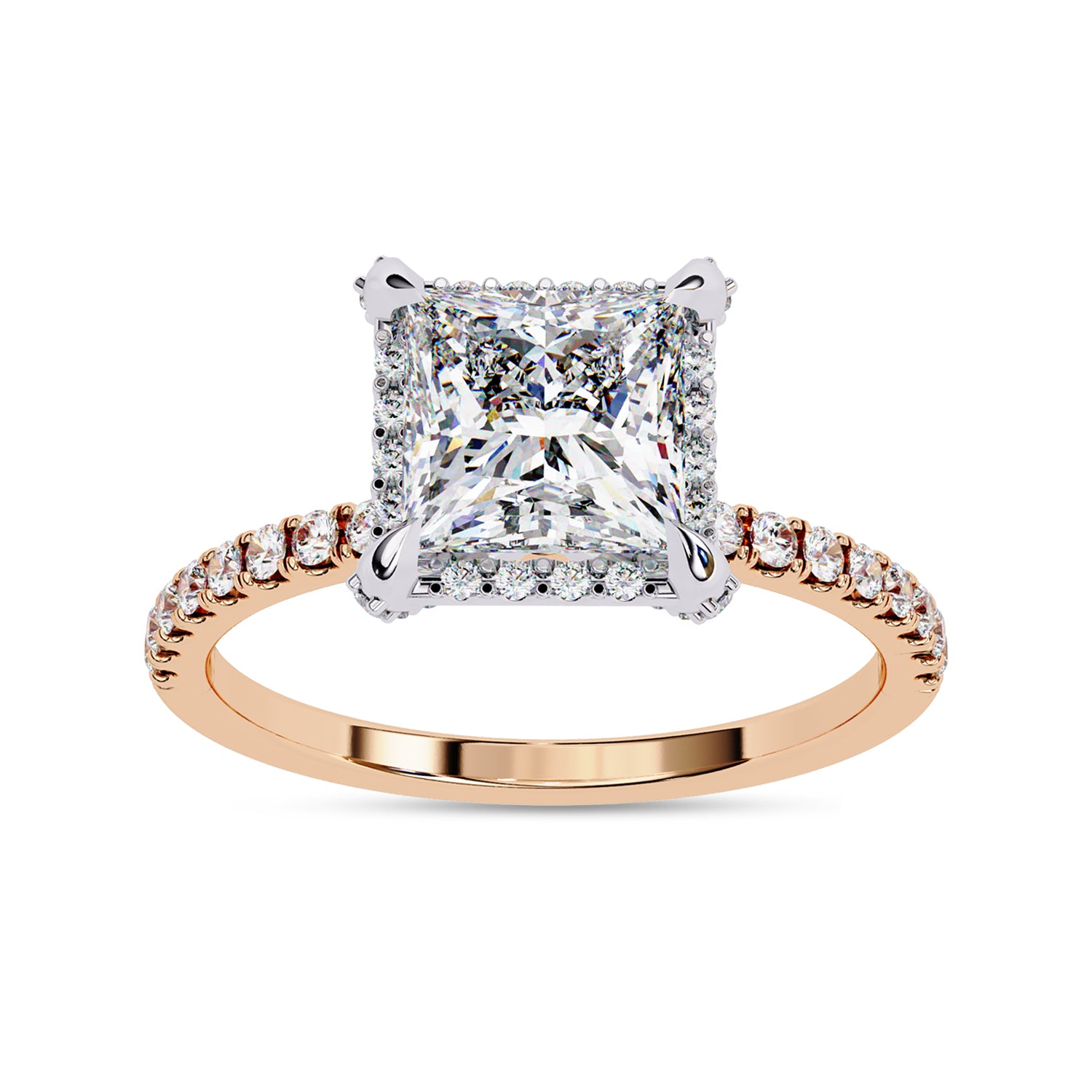 Princess Hidden Halo Solitare Lab Grown Diamond Engagement Ring