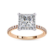Princess Hidden Halo Solitare Lab Grown Diamond Engagement Ring