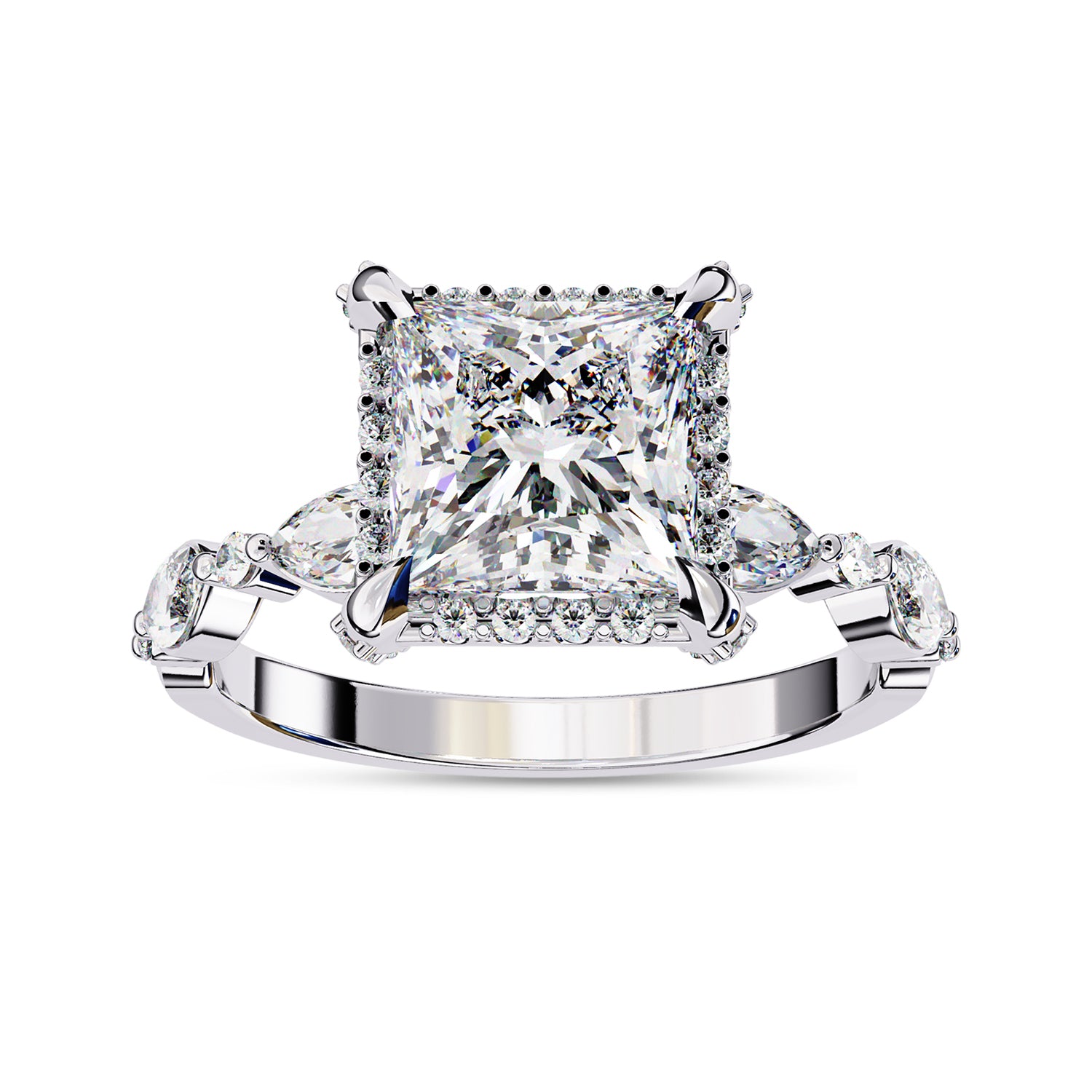 Princess Hidden Halo Solitare Engagement Lab Grown Diamond Ring
