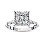 Princess Hidden Halo Solitare Engagement Lab Grown Diamond Ring