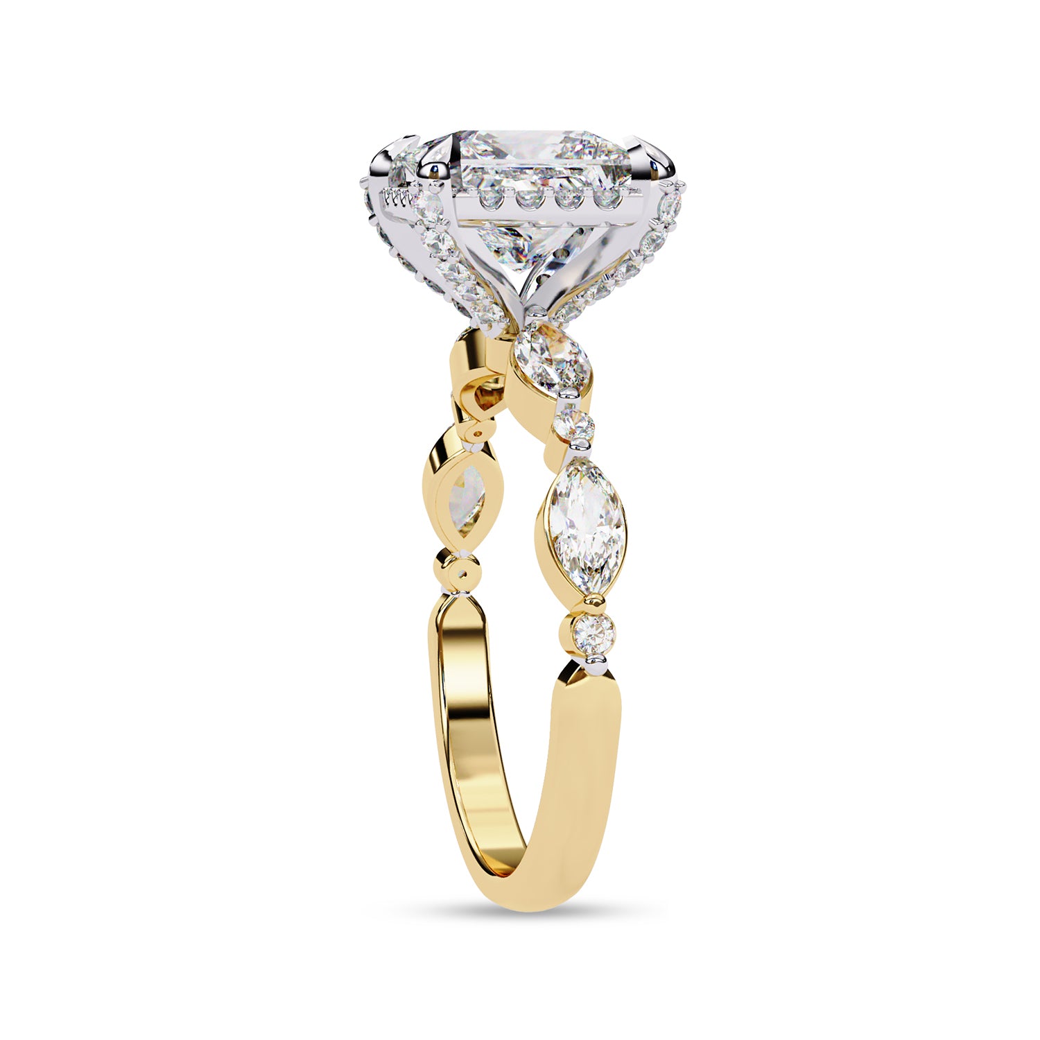 Princess Hidden Halo Solitare Engagement Lab Grown Diamond Ring
