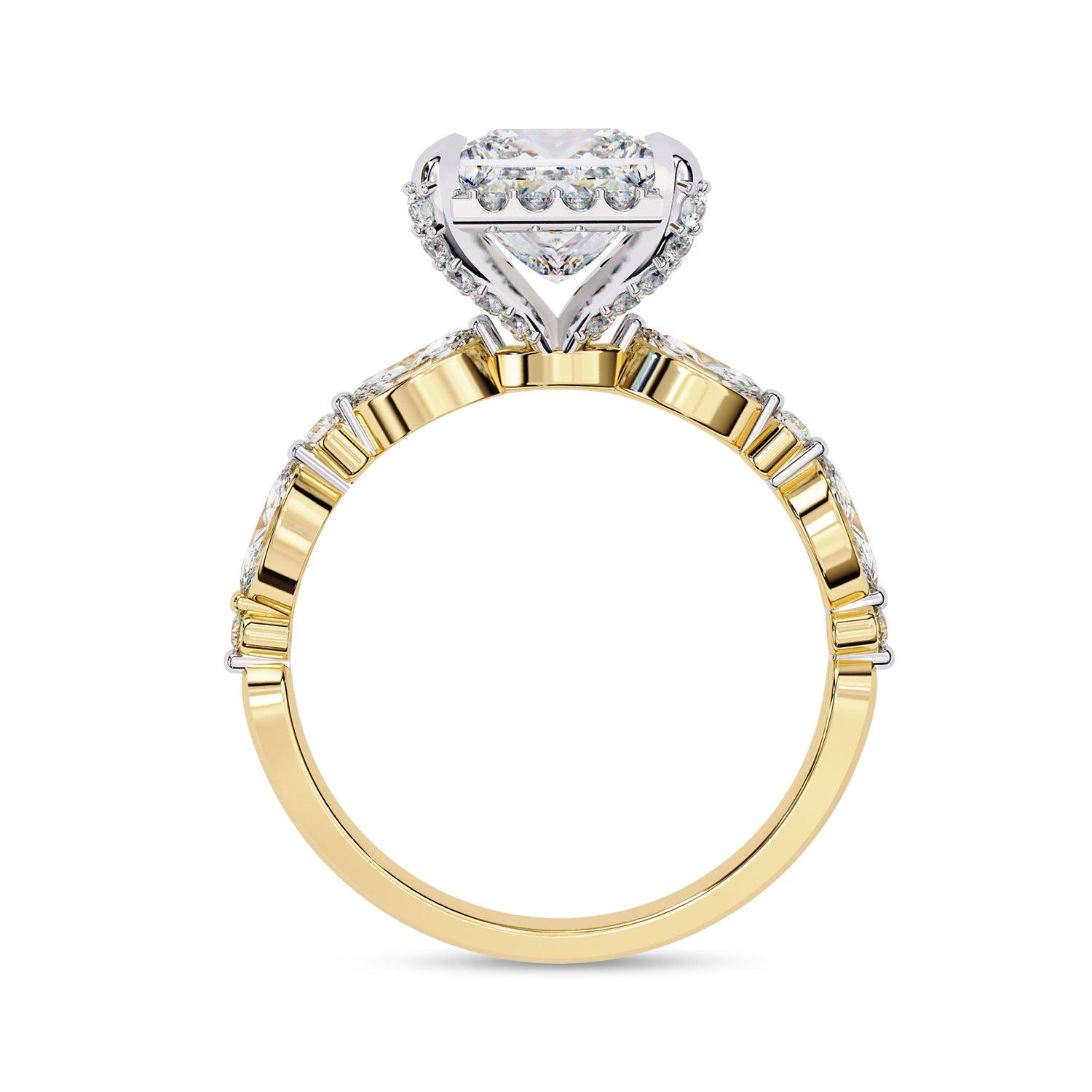 Princess Hidden Halo Solitare Engagement Lab Grown Diamond Ring