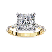 Princess Hidden Halo Solitare Engagement Lab Grown Diamond Ring