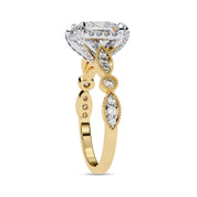 Princess Hidden Halo Solitare Lab Grown Diamond Beaded Engagement Ring