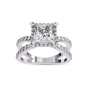 Criss Cross Hidden Halo Solitaire Lab Grown Diamond Engagement Ring