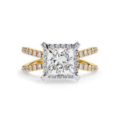 Criss Cross Hidden Halo Solitaire Lab Grown Diamond Engagement Ring