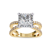 Criss Cross Hidden Halo Solitaire Lab Grown Diamond Engagement Ring