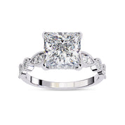 Lab Grown Diamond Hidden Halo Solitare Beaded Engagement Ring