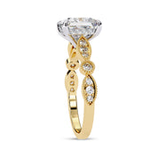 Lab Grown Diamond Hidden Halo Solitare Beaded Engagement Ring