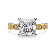 Lab Grown Diamond Hidden Halo Solitare Beaded Engagement Ring