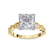 Lab Grown Diamond Hidden Halo Solitare Beaded Engagement Ring