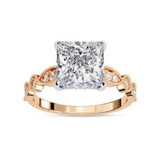 Lab Grown Diamond Hidden Halo Solitare Beaded Engagement Ring