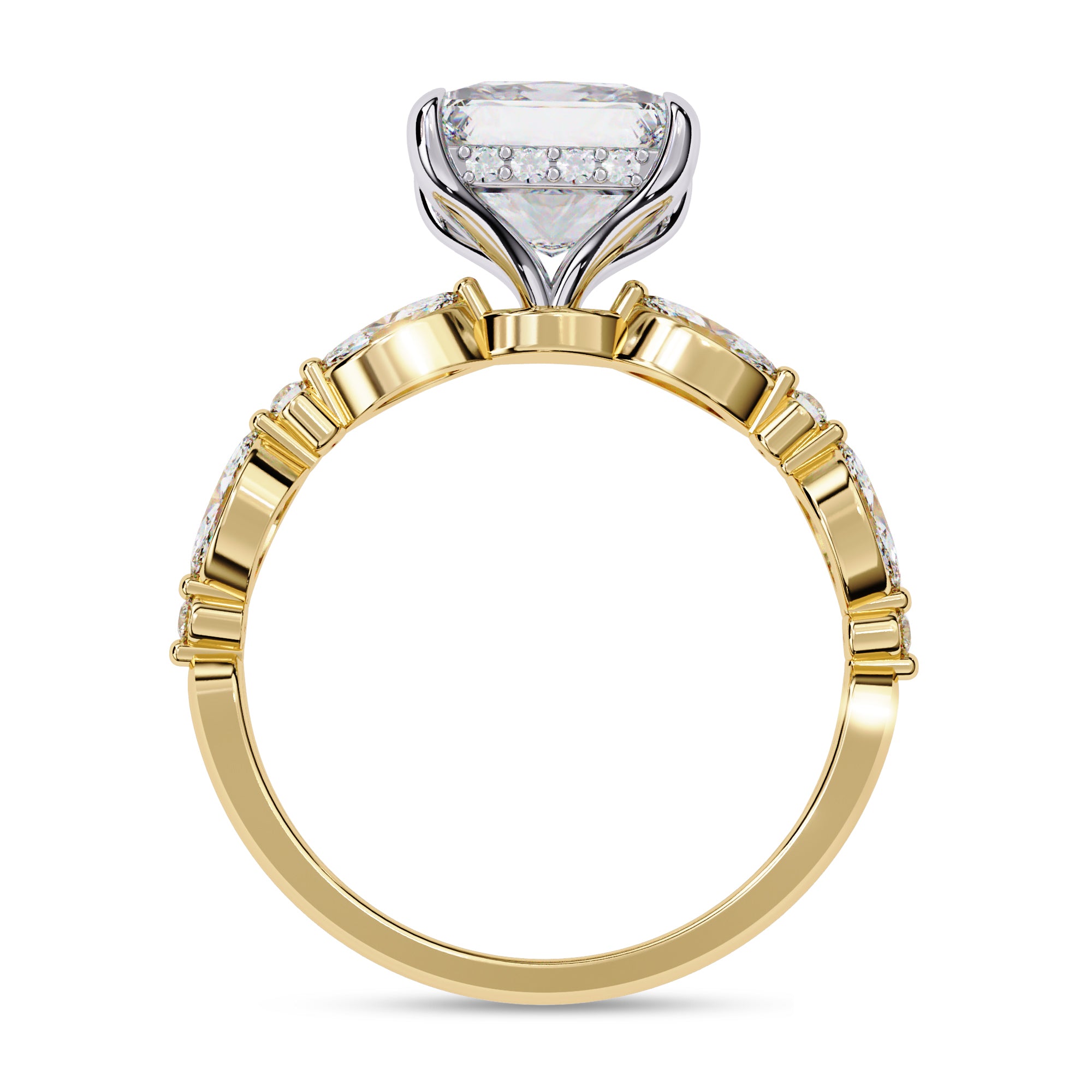 Princess Solitaire Hidden Halo Engagement Lab Grown Diamond Ring