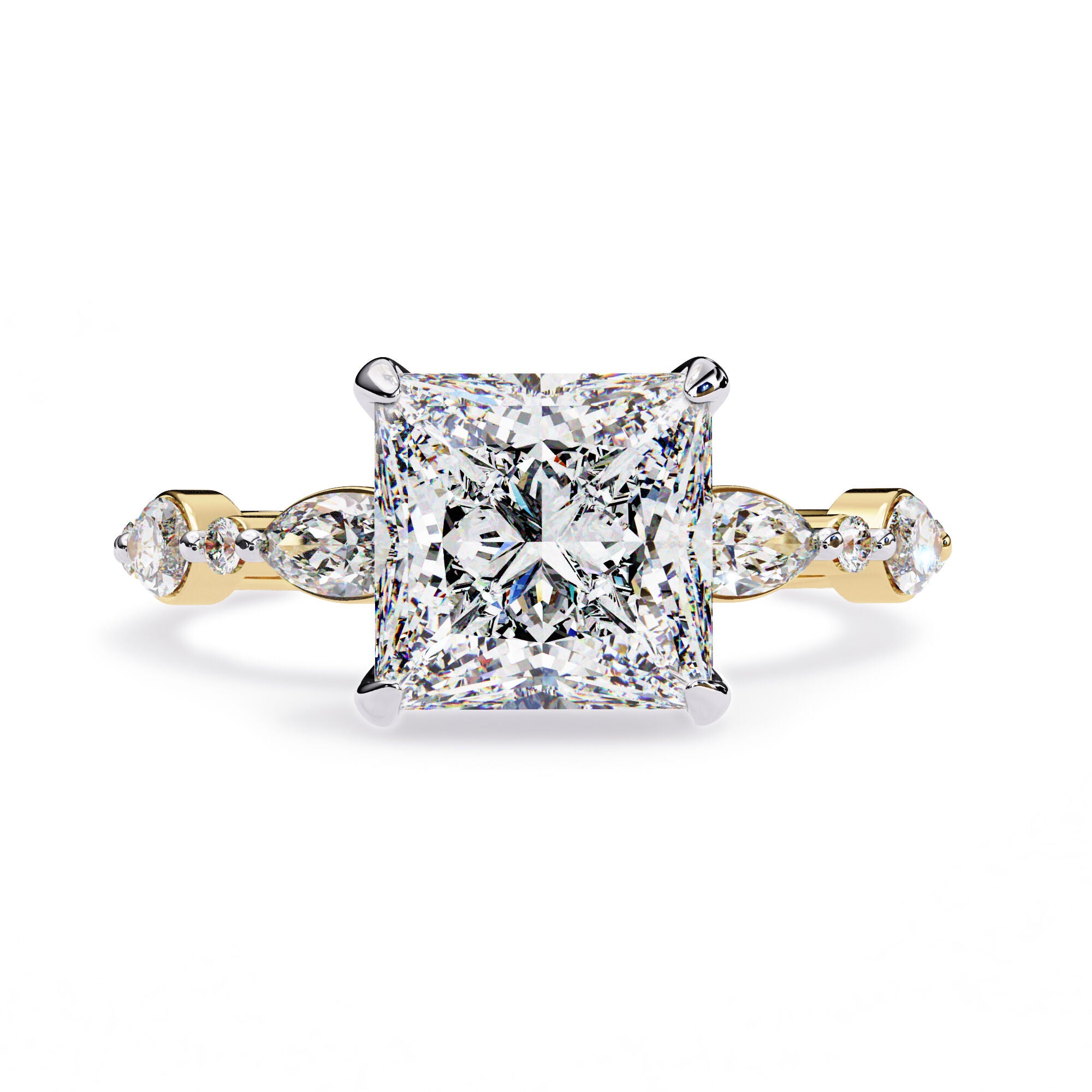 Princess Solitaire Hidden Halo Engagement Lab Grown Diamond Ring