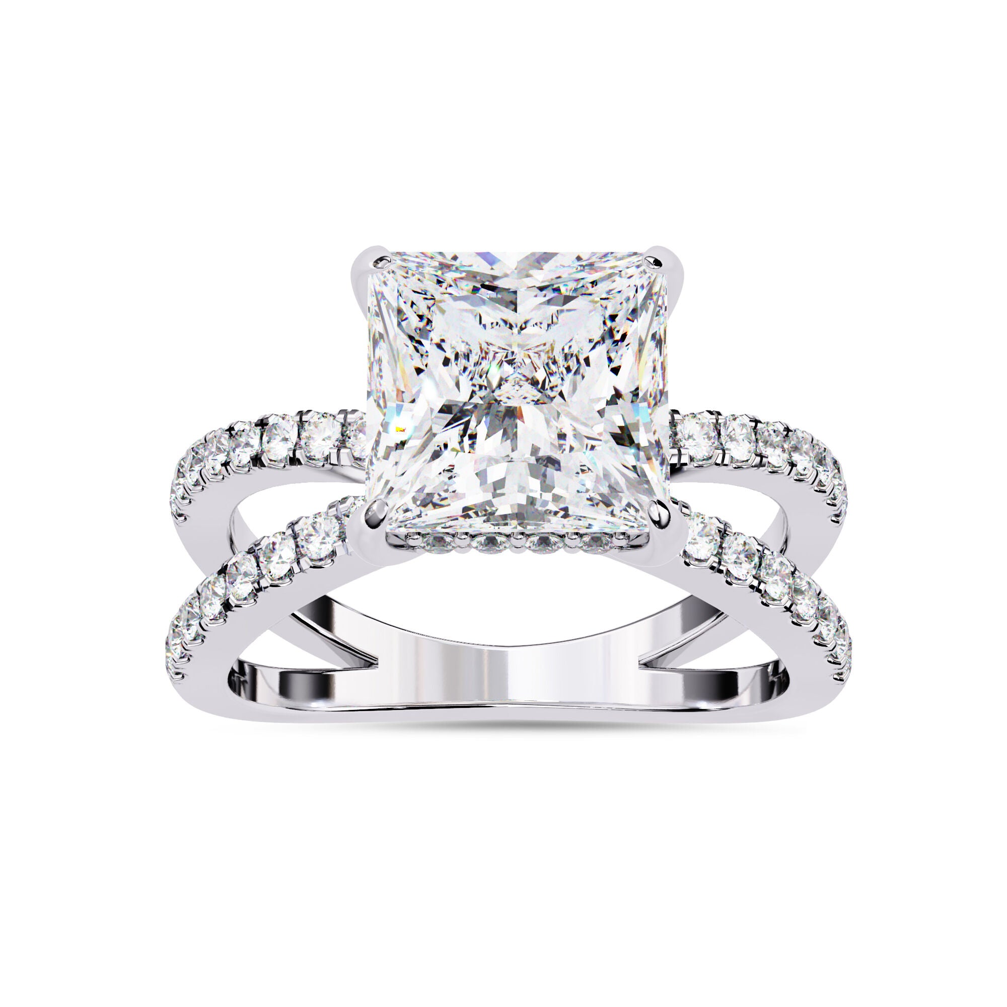 Solitaire Criss Cross Hidden Halo Engagement Lab Grown Diamond Ring