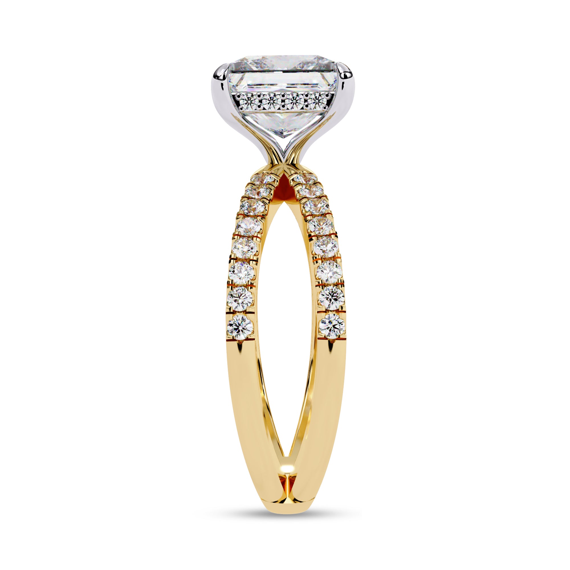 Solitaire Criss Cross Hidden Halo Engagement Lab Grown Diamond Ring