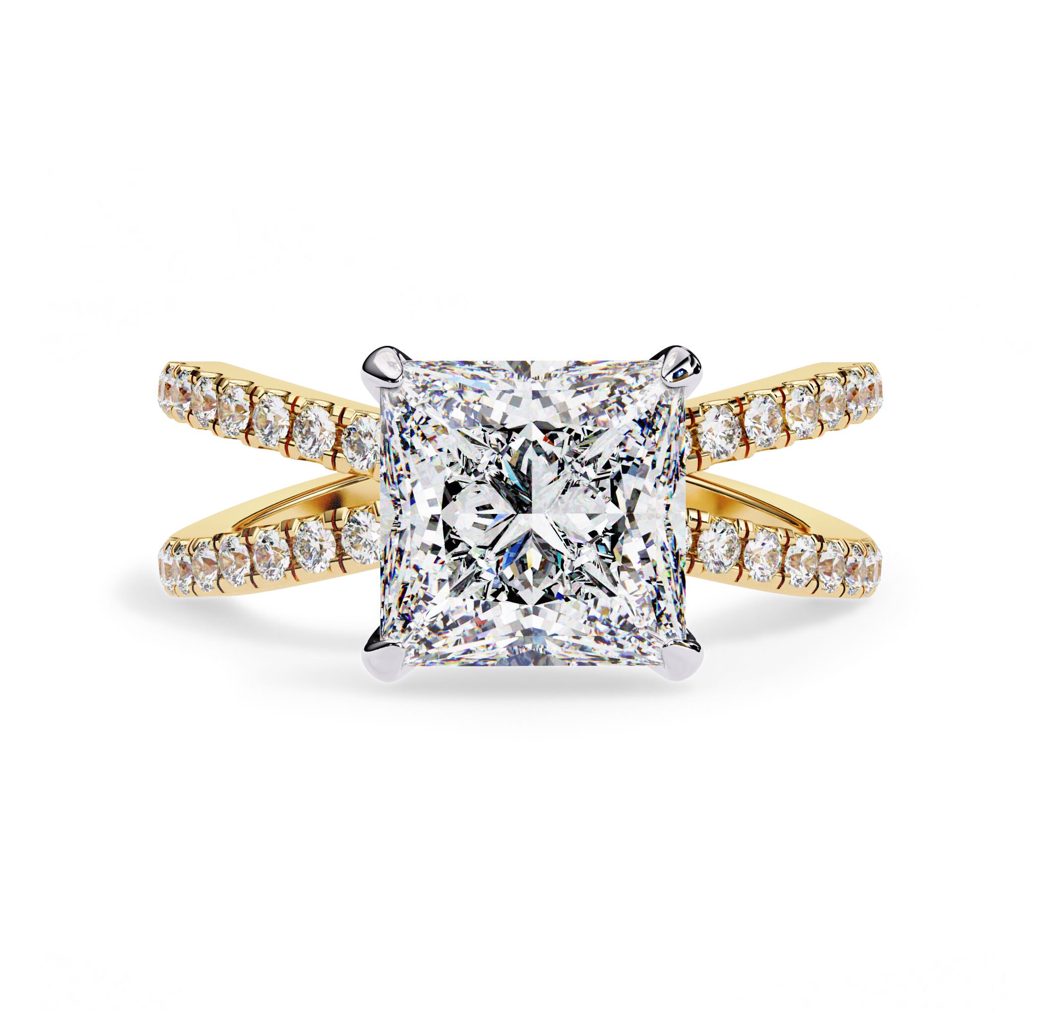 Solitaire Criss Cross Hidden Halo Engagement Lab Grown Diamond Ring