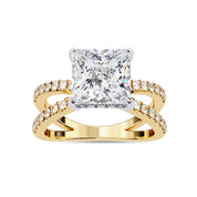 Solitaire Criss Cross Hidden Halo Engagement Lab Grown Diamond Ring