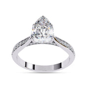 4 Prong Pear Cut Solitaire Engagement Lab Grown Diamond Ring