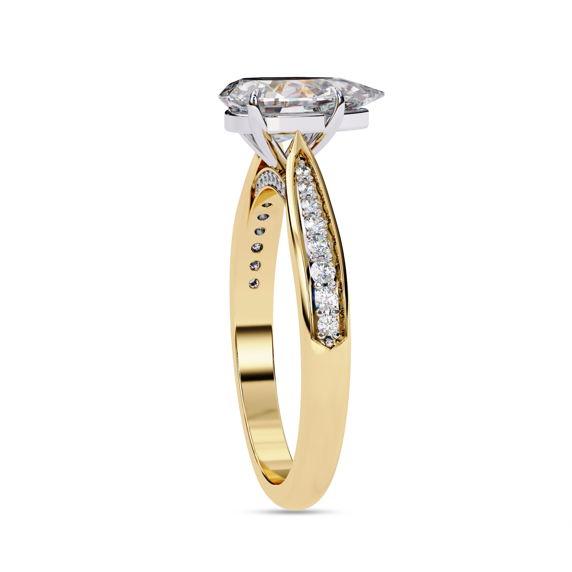 4 Prong Pear Cut Solitaire Engagement Lab Grown Diamond Ring