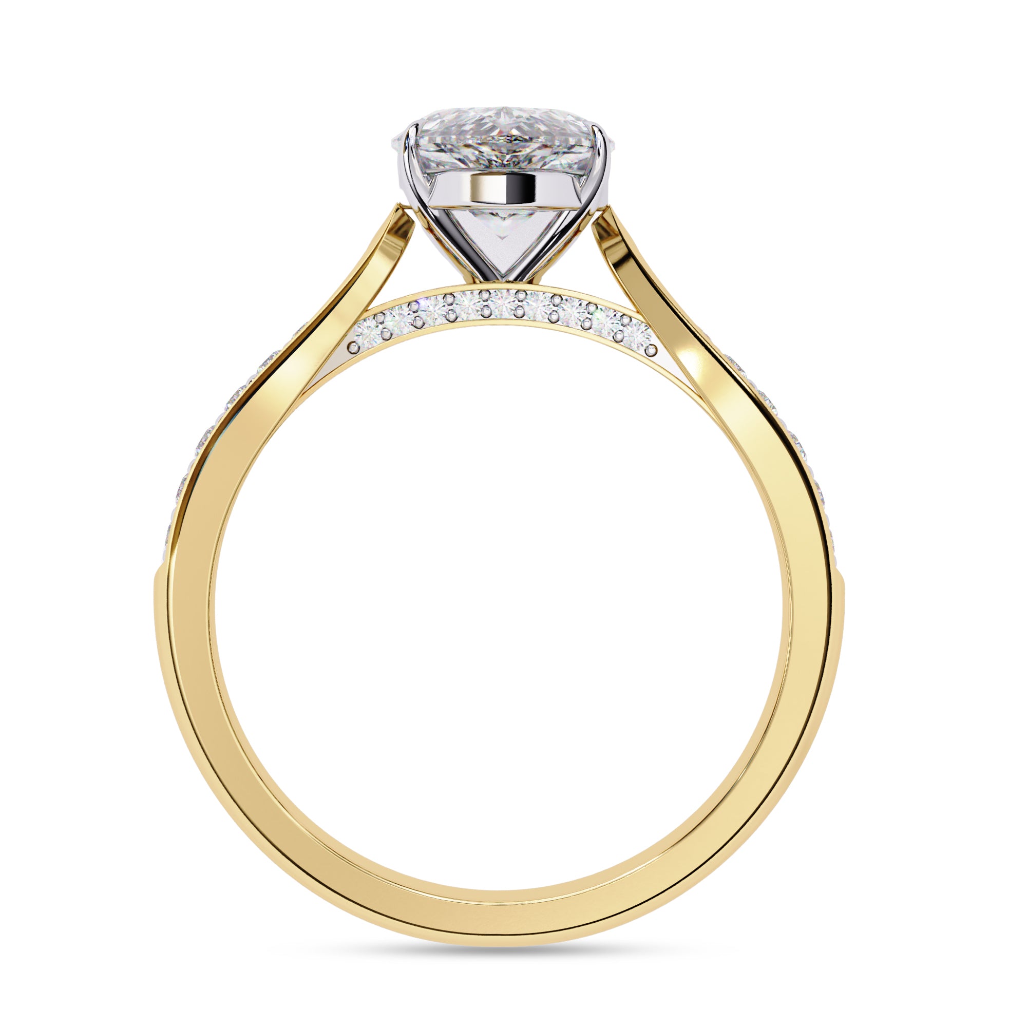 4 Prong Pear Cut Solitaire Engagement Lab Grown Diamond Ring