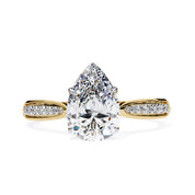 4 Prong Pear Cut Solitaire Engagement Lab Grown Diamond Ring