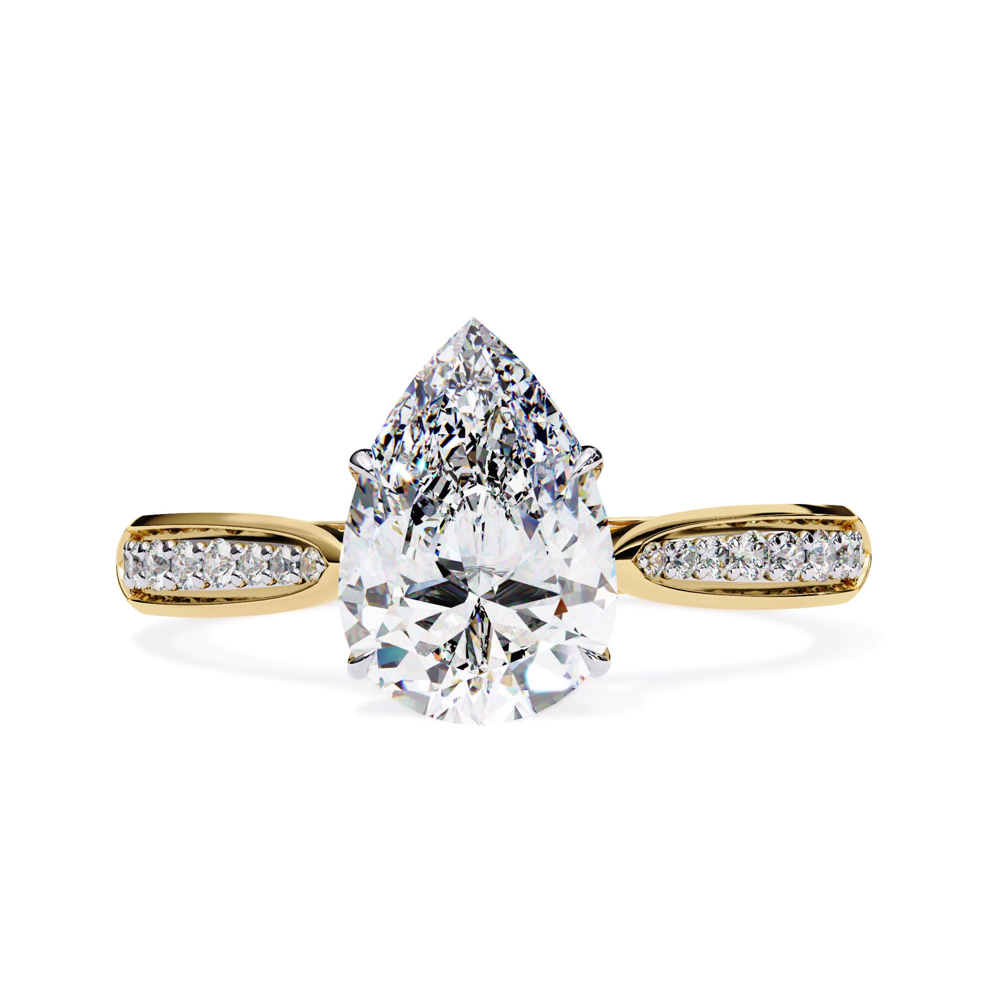 4 Prong Pear Cut Solitaire Engagement Lab Grown Diamond Ring
