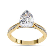 4 Prong Pear Cut Solitaire Engagement Lab Grown Diamond Ring