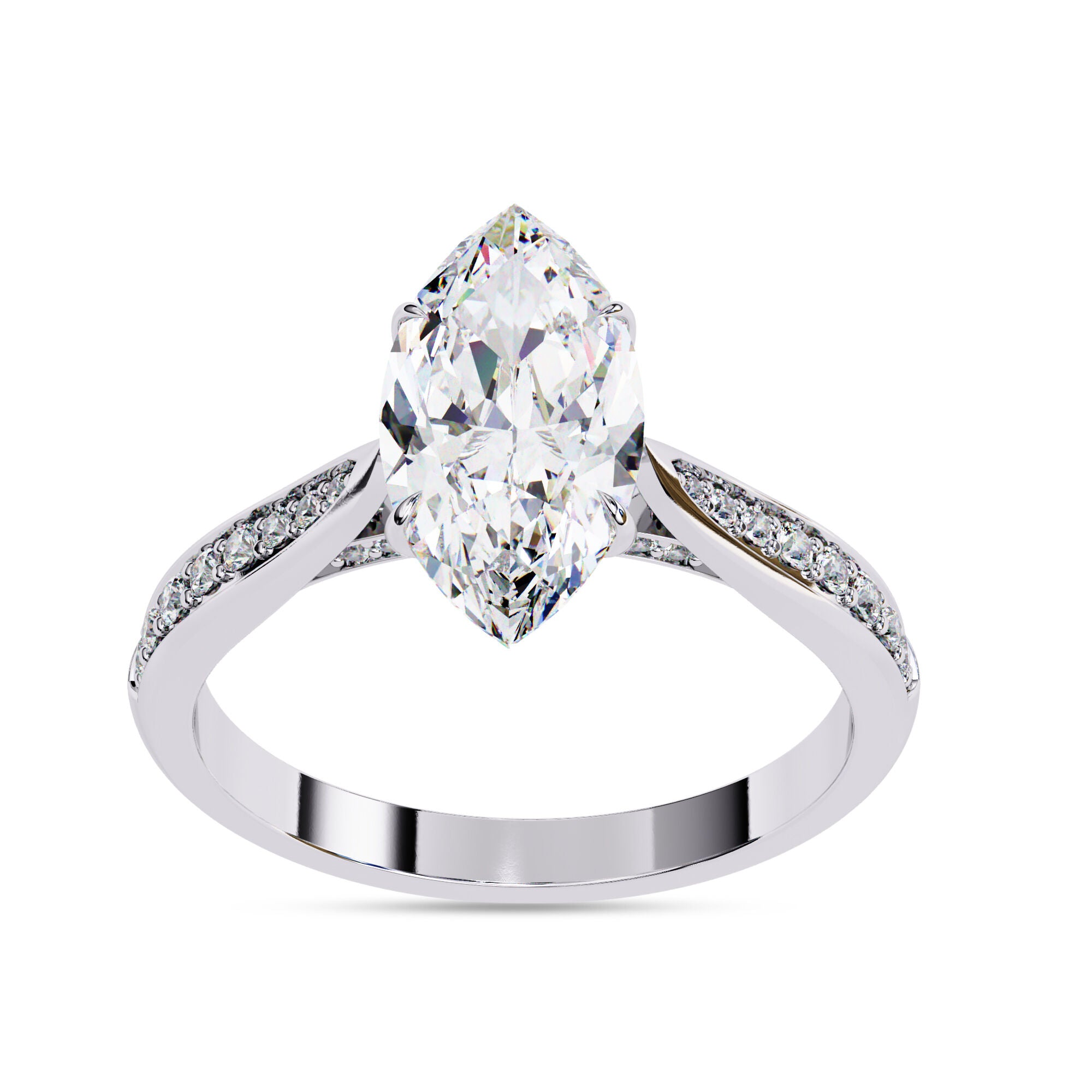 4 Prong Marquise Cut Solitaire Engagement Lab Grown Diamond Ring