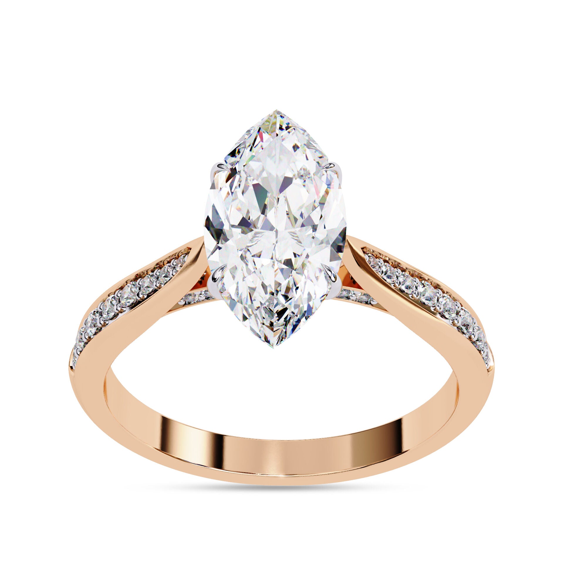 4 Prong Marquise Cut Solitaire Engagement Lab Grown Diamond Ring