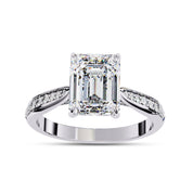 4 Prong Emerald Cut Solitaire Engagement Lab Grown Diamond Ring