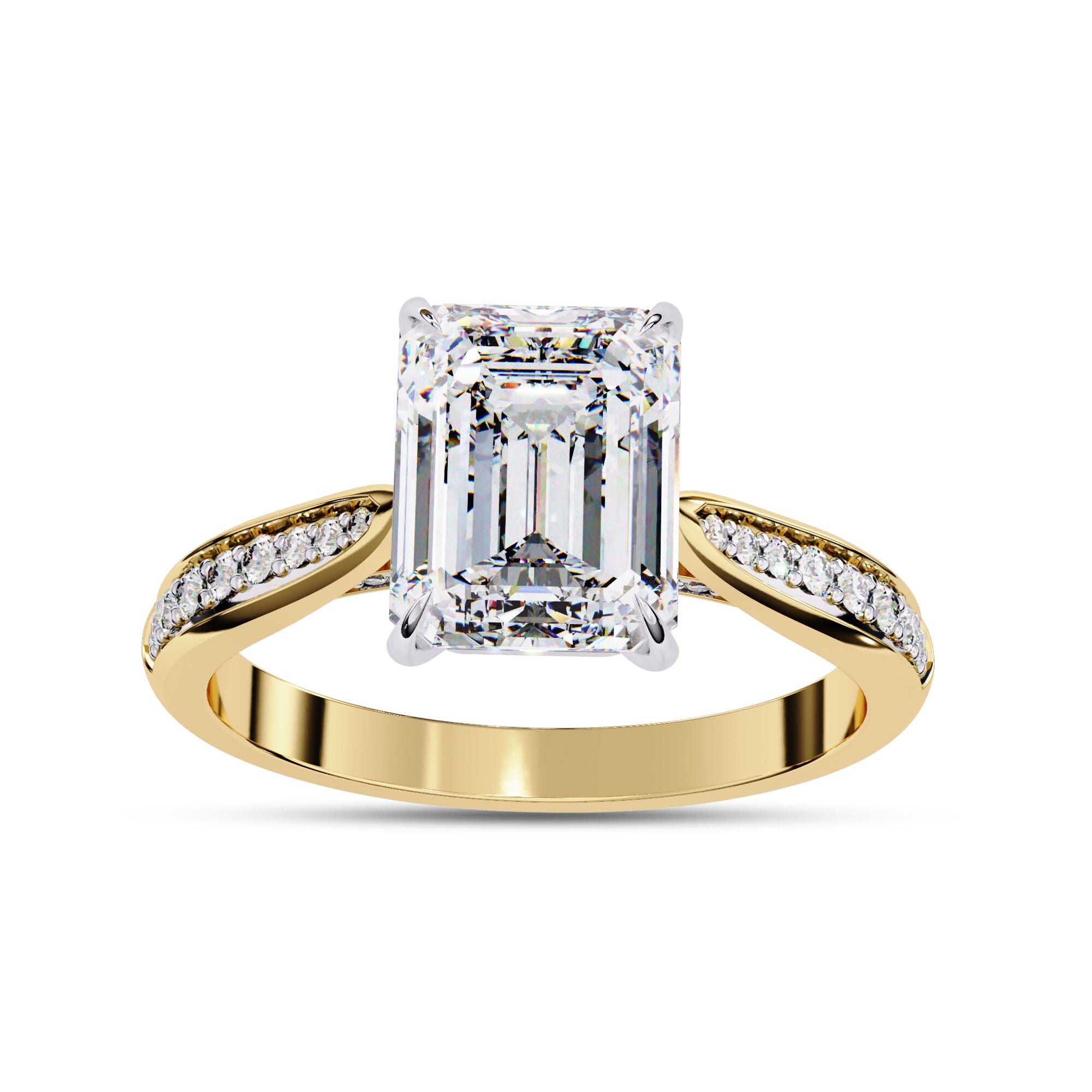 4 Prong Emerald Cut Solitaire Engagement Lab Grown Diamond Ring