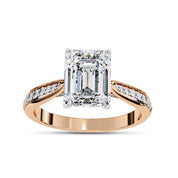 4 Prong Emerald Cut Solitaire Engagement Lab Grown Diamond Ring