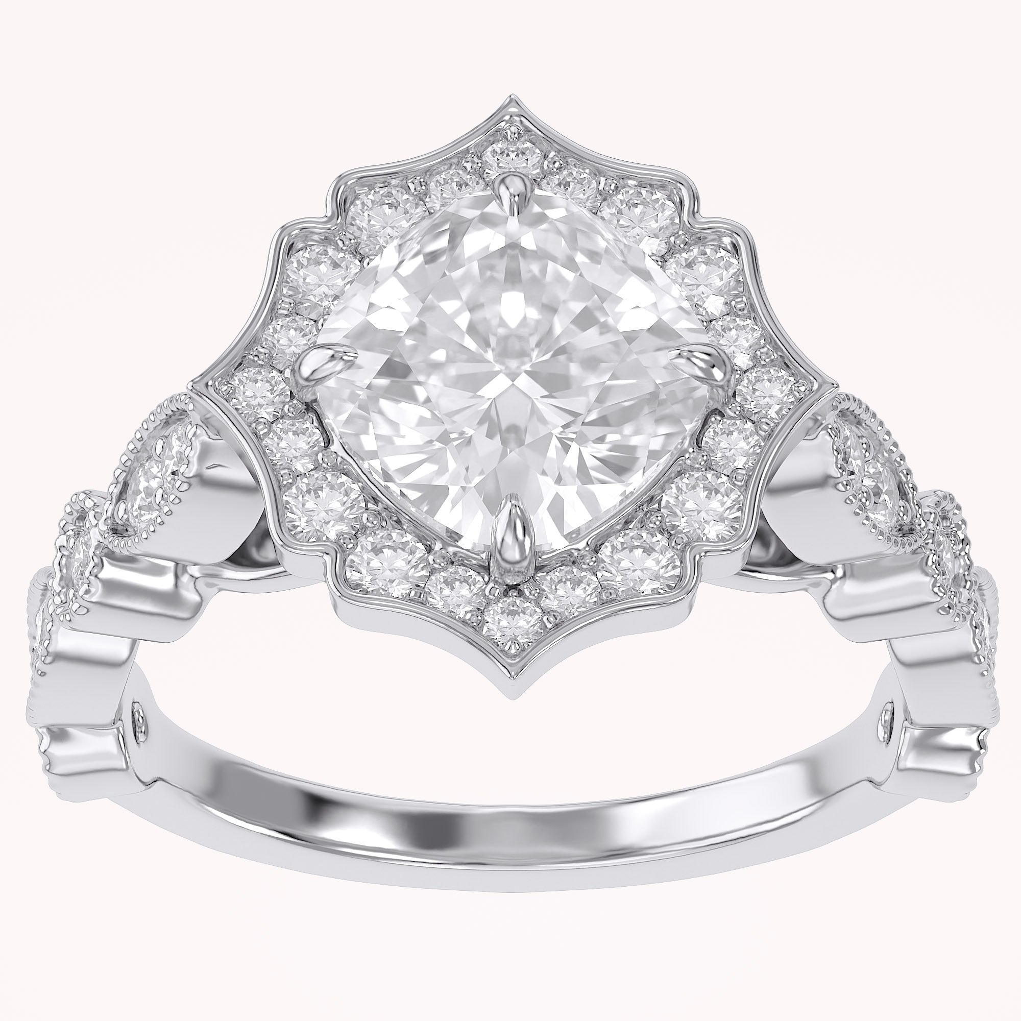 Floral Halo Lab Grown Diamond Engagement Ring