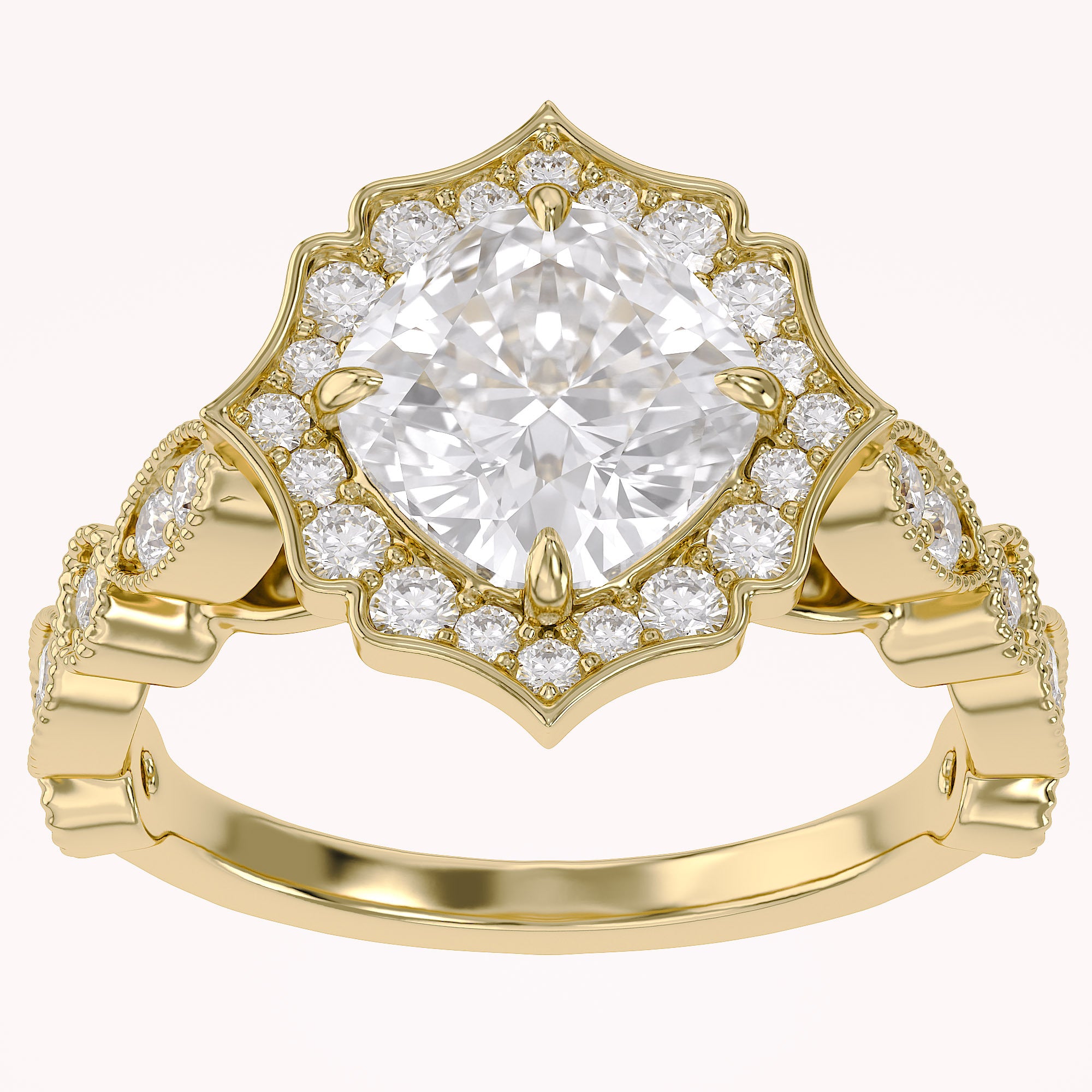Floral Halo Lab Grown Diamond Engagement Ring