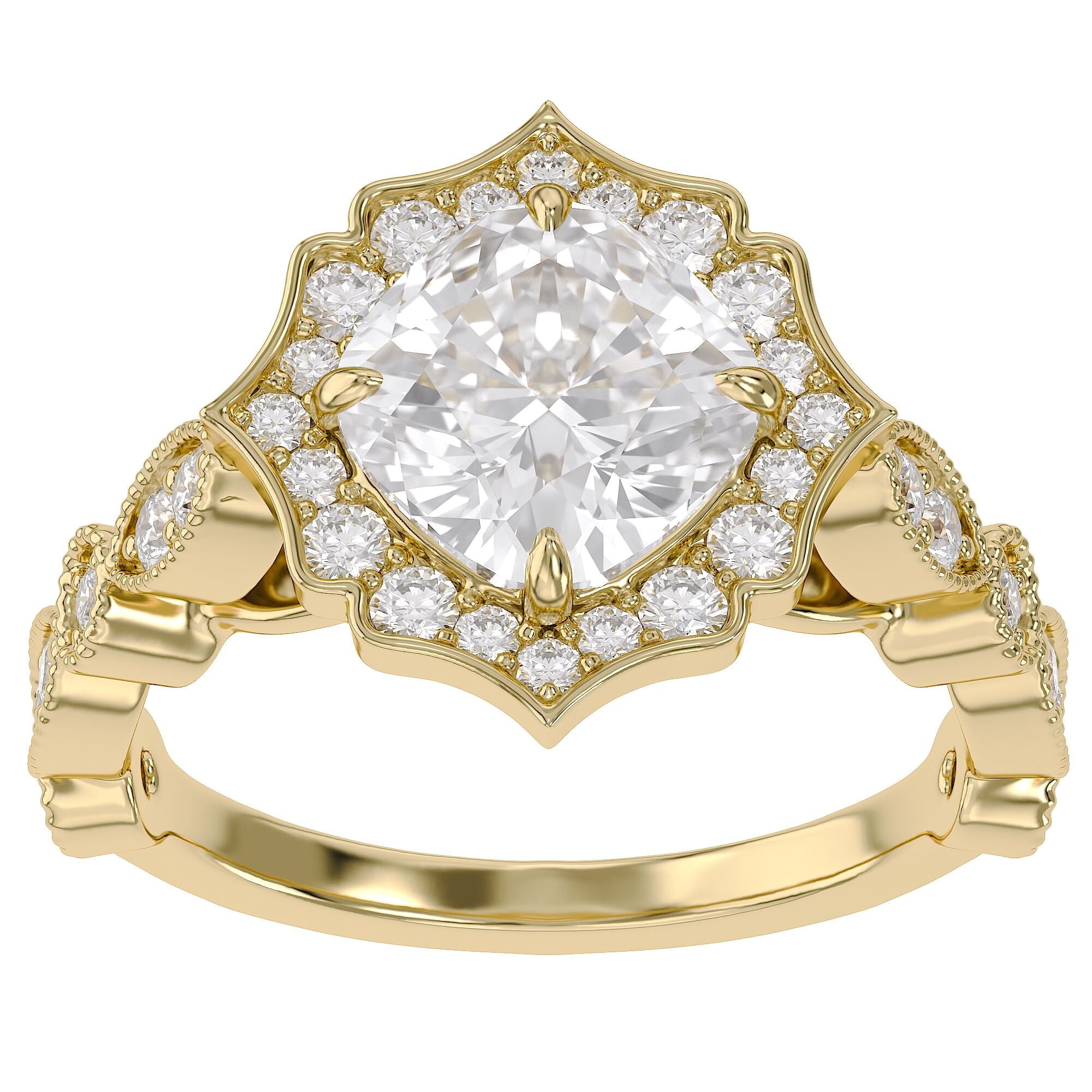 Floral Halo Lab Grown Diamond Engagement Ring