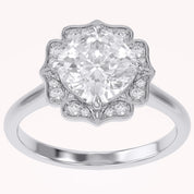 Floral Halo Solitaire Lab Grown Diamond Engagement Ring