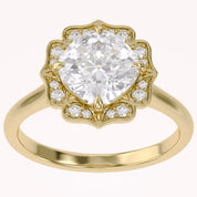 Floral Halo Solitaire Lab Grown Diamond Engagement Ring
