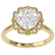 Floral Halo Solitaire Lab Grown Diamond Engagement Ring