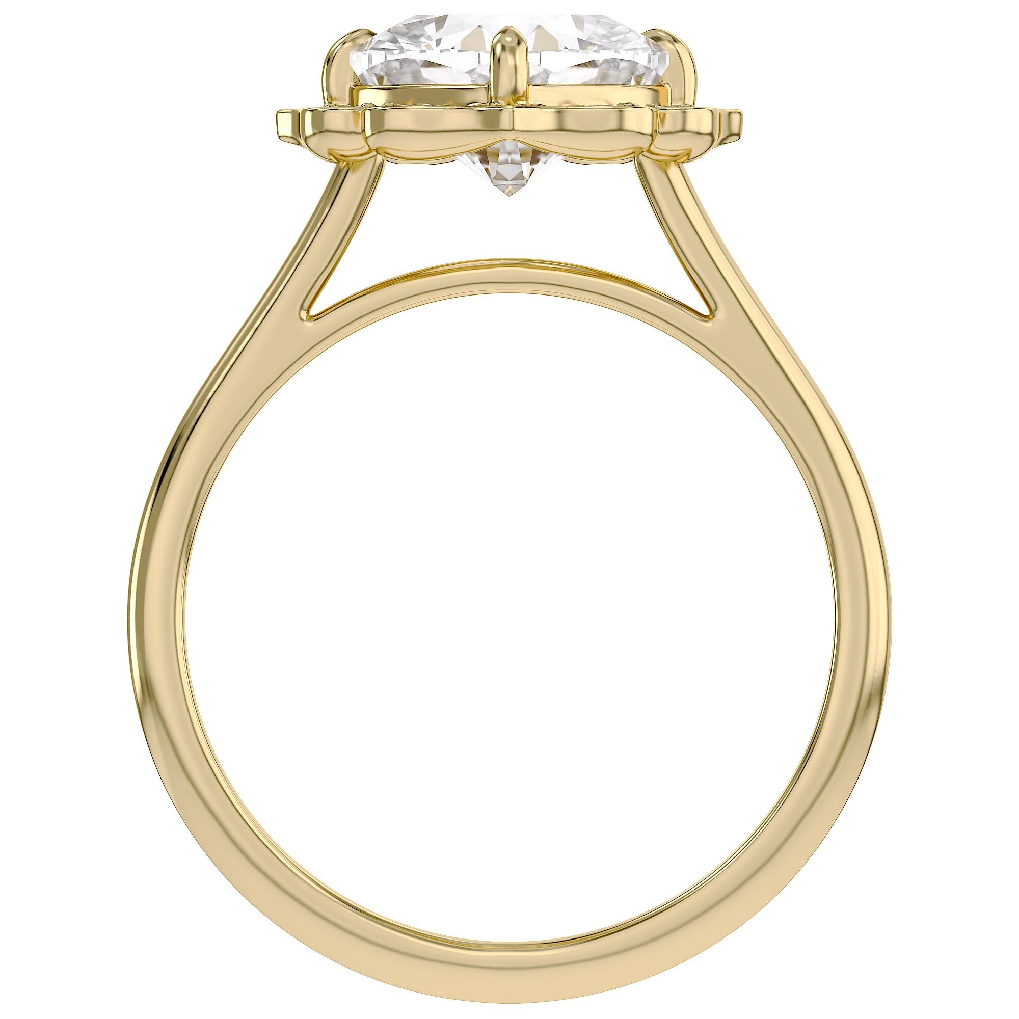Floral Halo Solitaire Lab Grown Diamond Engagement Ring