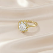 Floral Halo Solitaire Lab Grown Diamond Engagement Ring