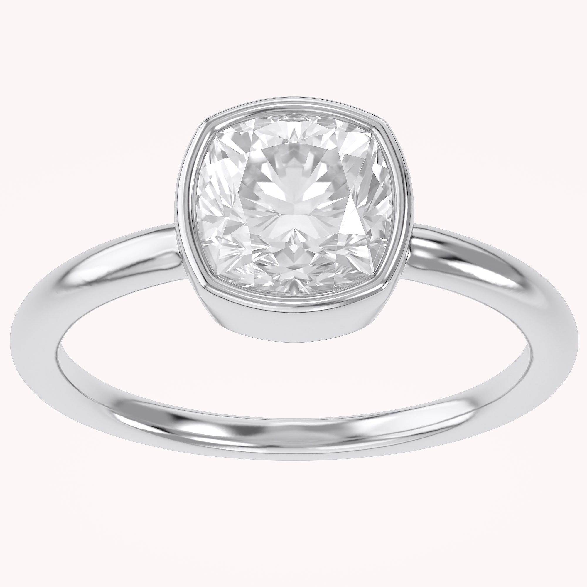 Bezel Set Solitaire Lab Grown Diamond Engagement Ring