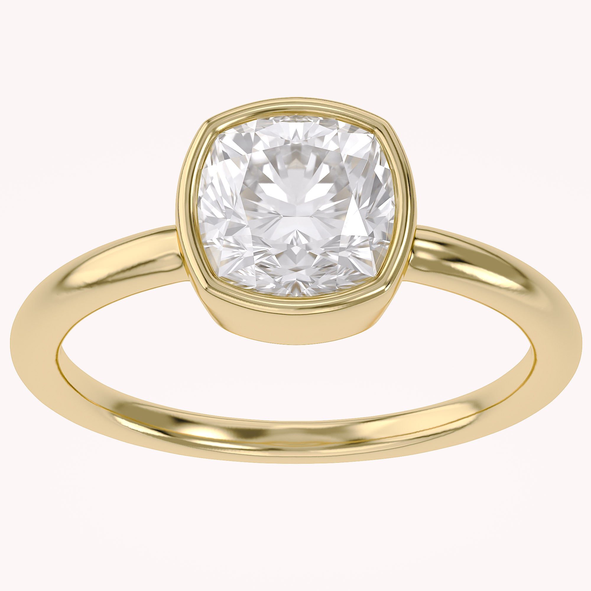 Bezel Set Solitaire Lab Grown Diamond Engagement Ring